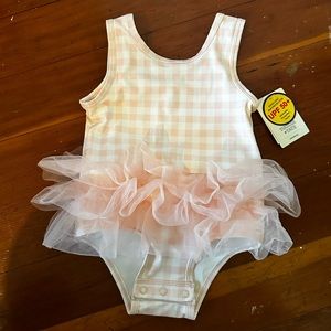 Tucker + Tate Pink and White Gingham Tutu Toddler One Piece Swimsuit 18m
